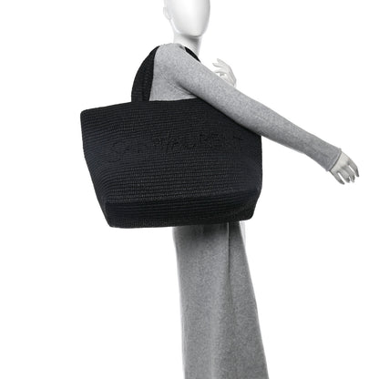 Saint Laurent Raffia Logo Tote Black 2 of 11