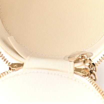 Chanel Lambskin Quilted Round Small Vanity Case With Chain White Black 5 of 12