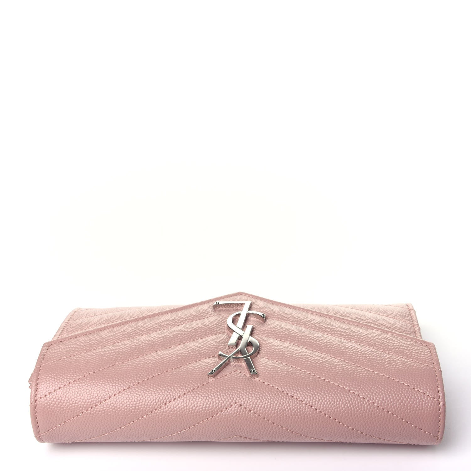 Saint Laurent Grain De Poudre Matelasse Chevron Monogram Flap Wallet Pale Pink 10 of 10