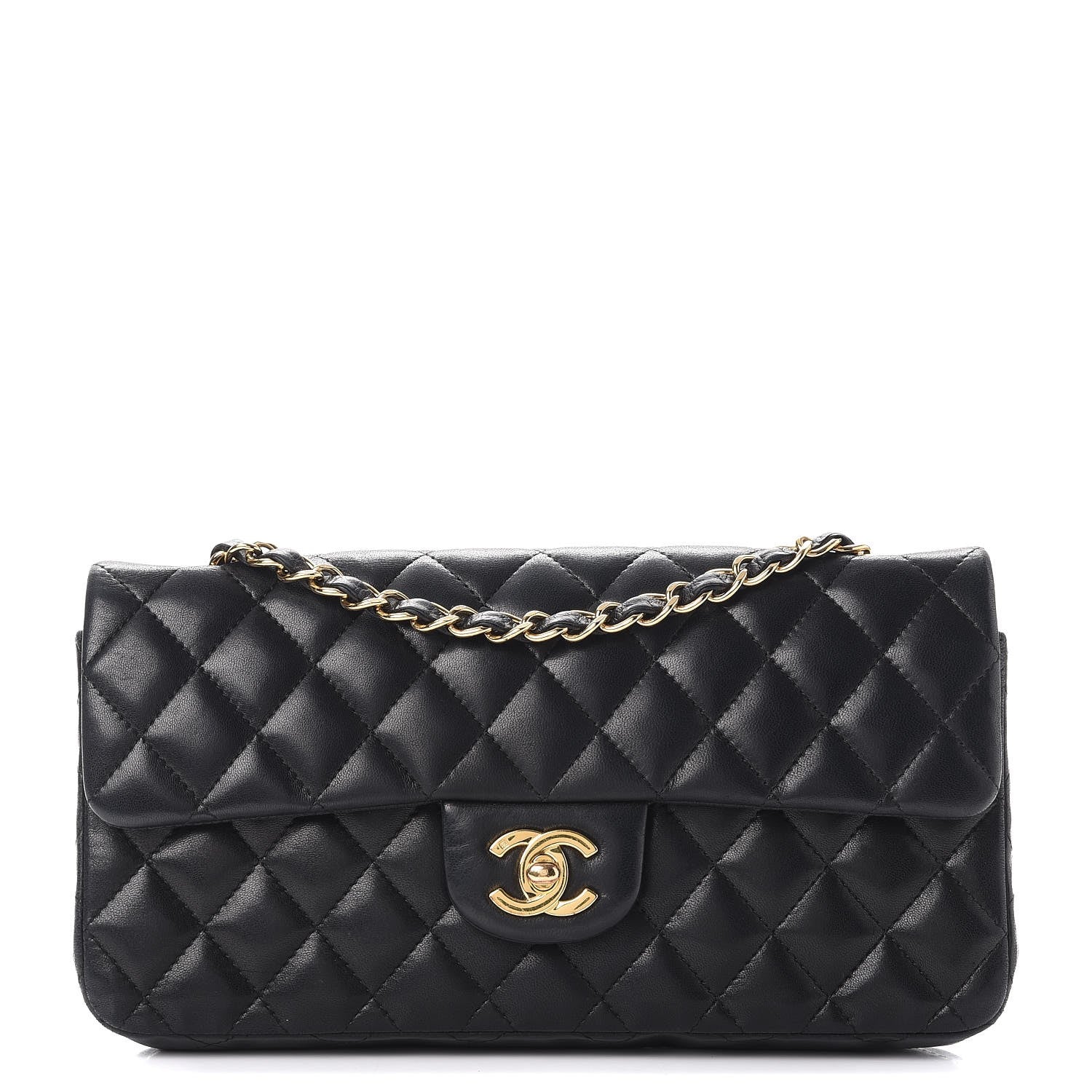 Chanel Lambskin Quilted East West Flap Black 1 of 8