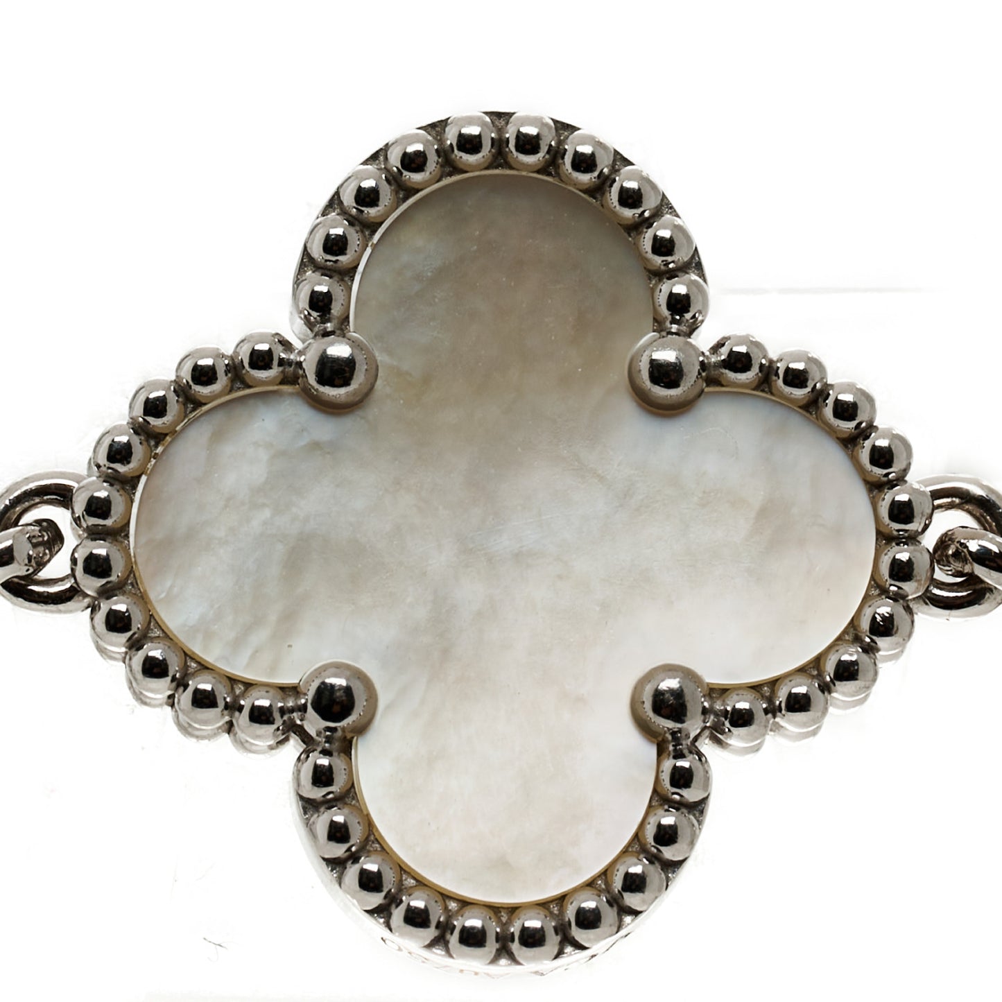 18K White Gold Mother of Pearl 5 Motifs Vintage Alhambra Bracelet