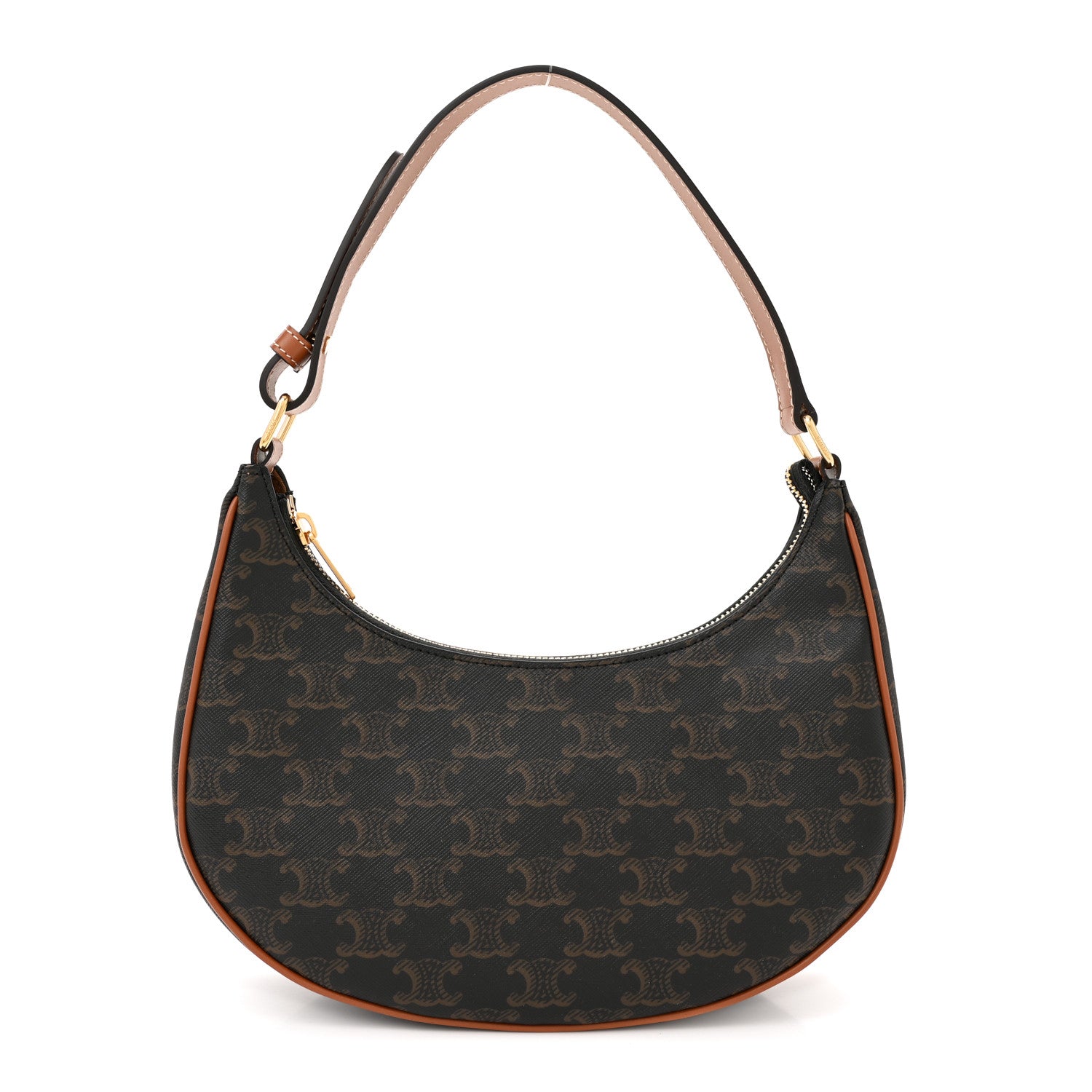 Celine Triomphe Canvas Calfskin Ava Shoulder Bag Tan 1 of 10