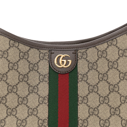 Gucci GG Supreme Monogram Textured Dollar Calfskin Web Small Ophidia Bucket Shoulder Bag Beige Ebony New Acero 8 of 14