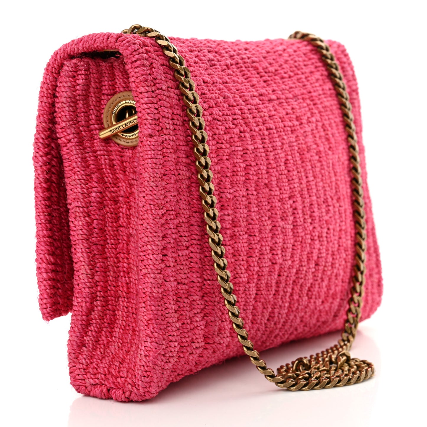 Raffia Medium Monogram Kate Satchel Pink Glow