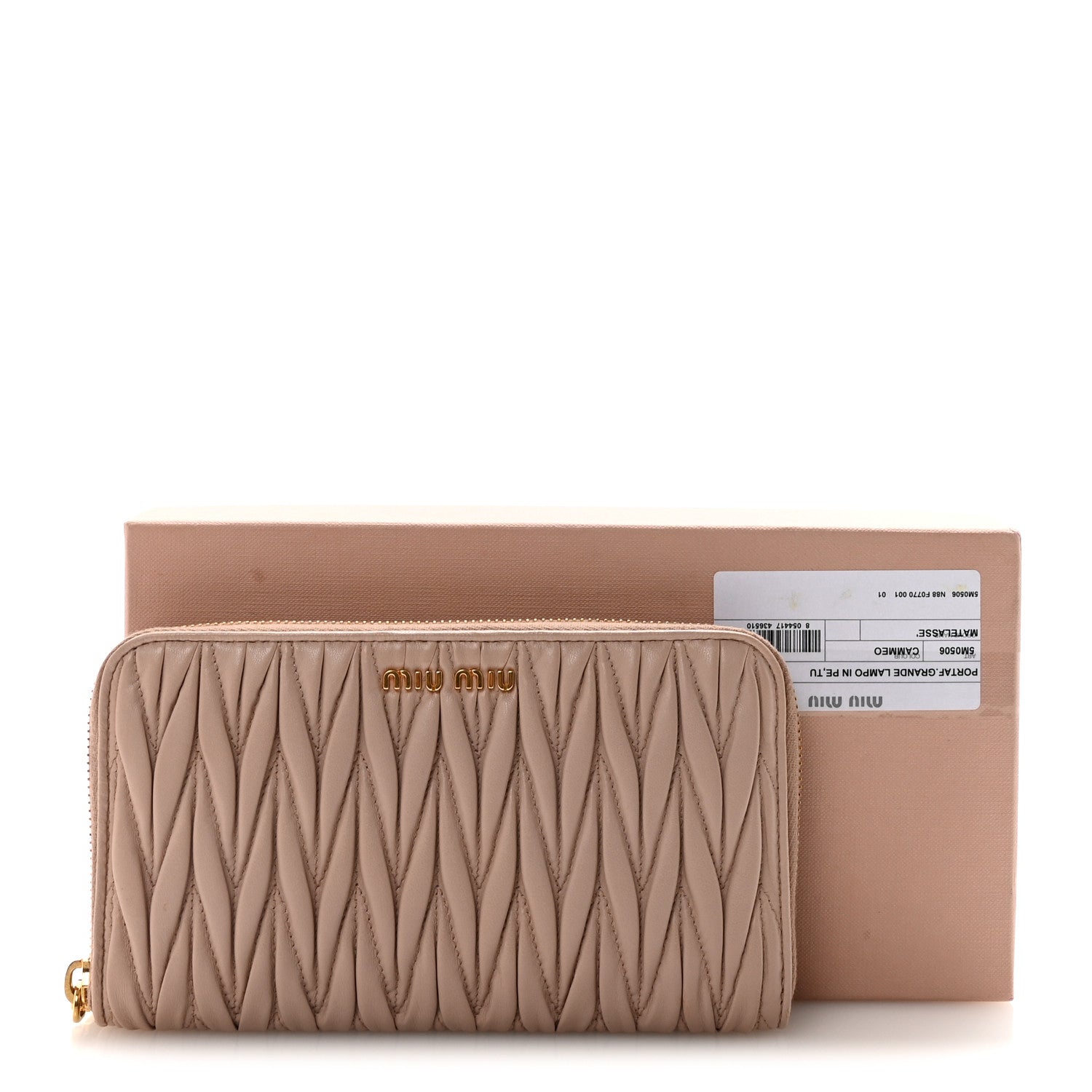 Miu Miu Matelasse Zip Around Wallet Cammeo 7 of 7