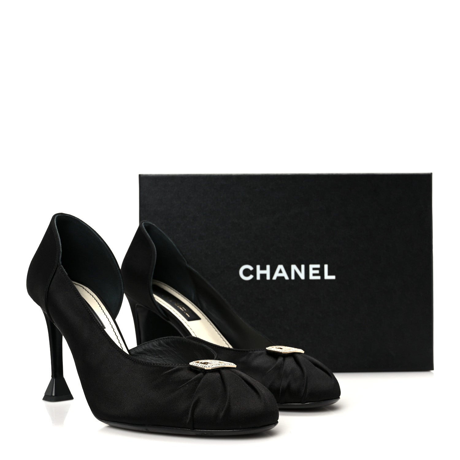 Chanel Satin Strass CC Pumps 40 Black 10 of 10