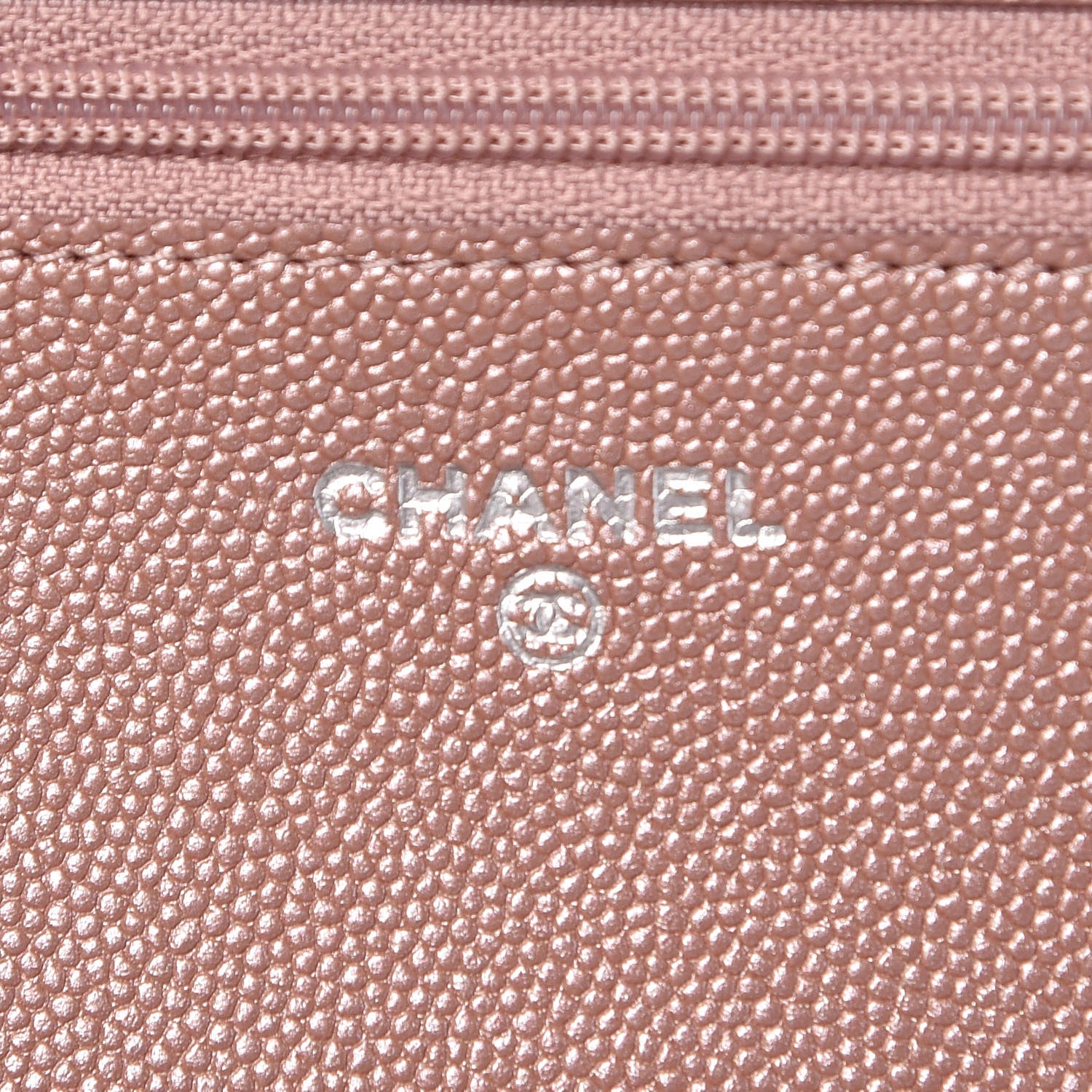 Chanel Metallic Caviar Chevron Quilted Vintage Mademoiselle Wallet On Chain WOC Pink 8 of 11