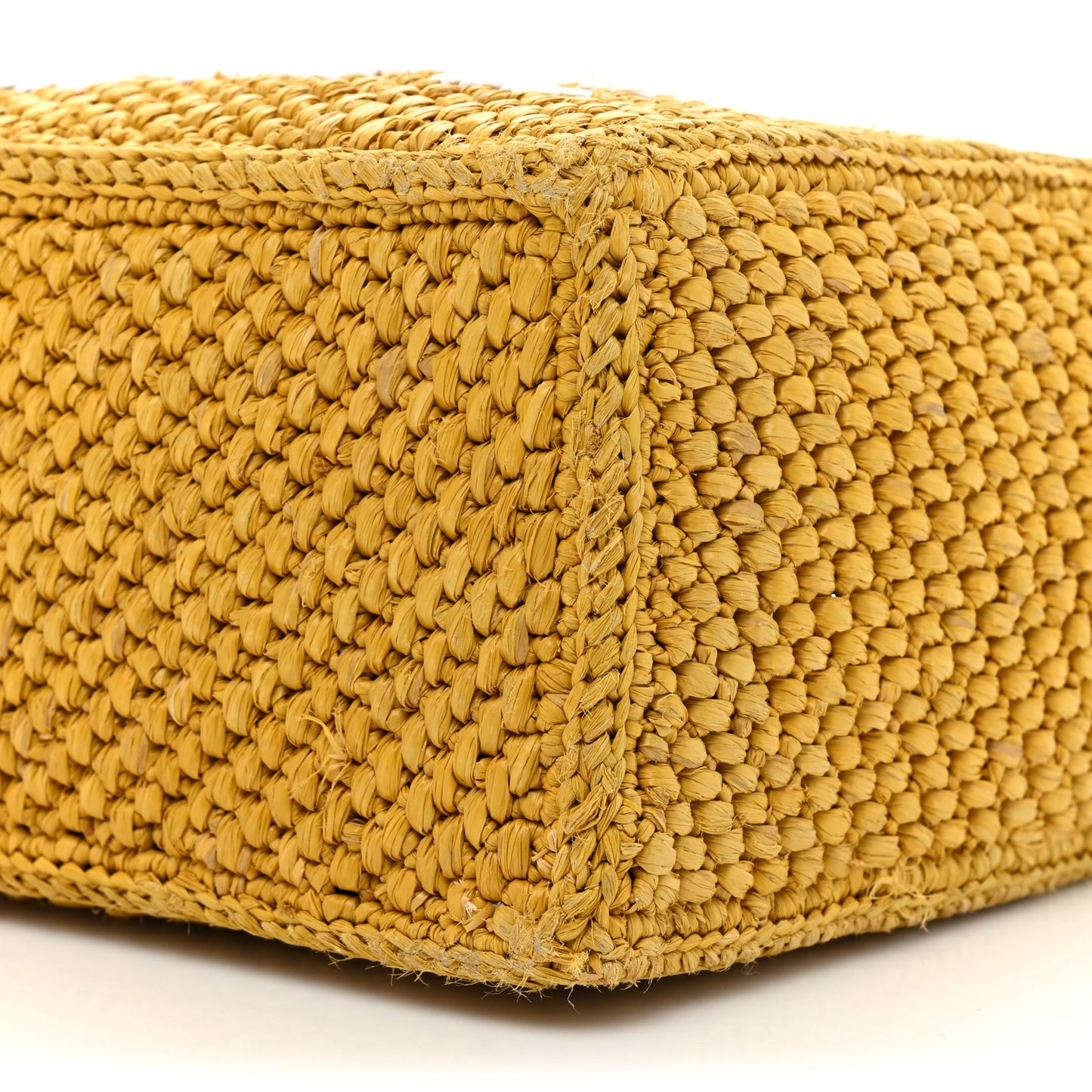 Raffia Small Paula's Ibiza Logo Tote Ochre