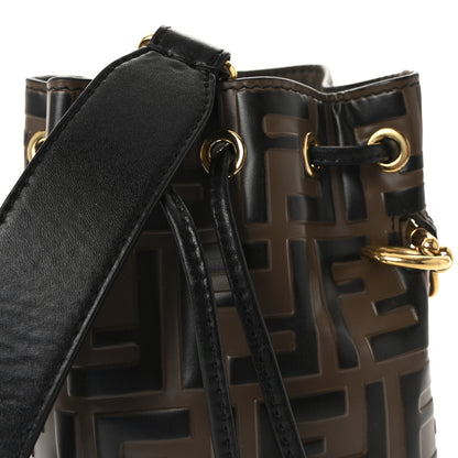 Fendi Vitello Liberty F is Fendi Bi-Color FF 1974 Embossed Mini Mon Tresor Bucket Bag Maya Black 8 of 10