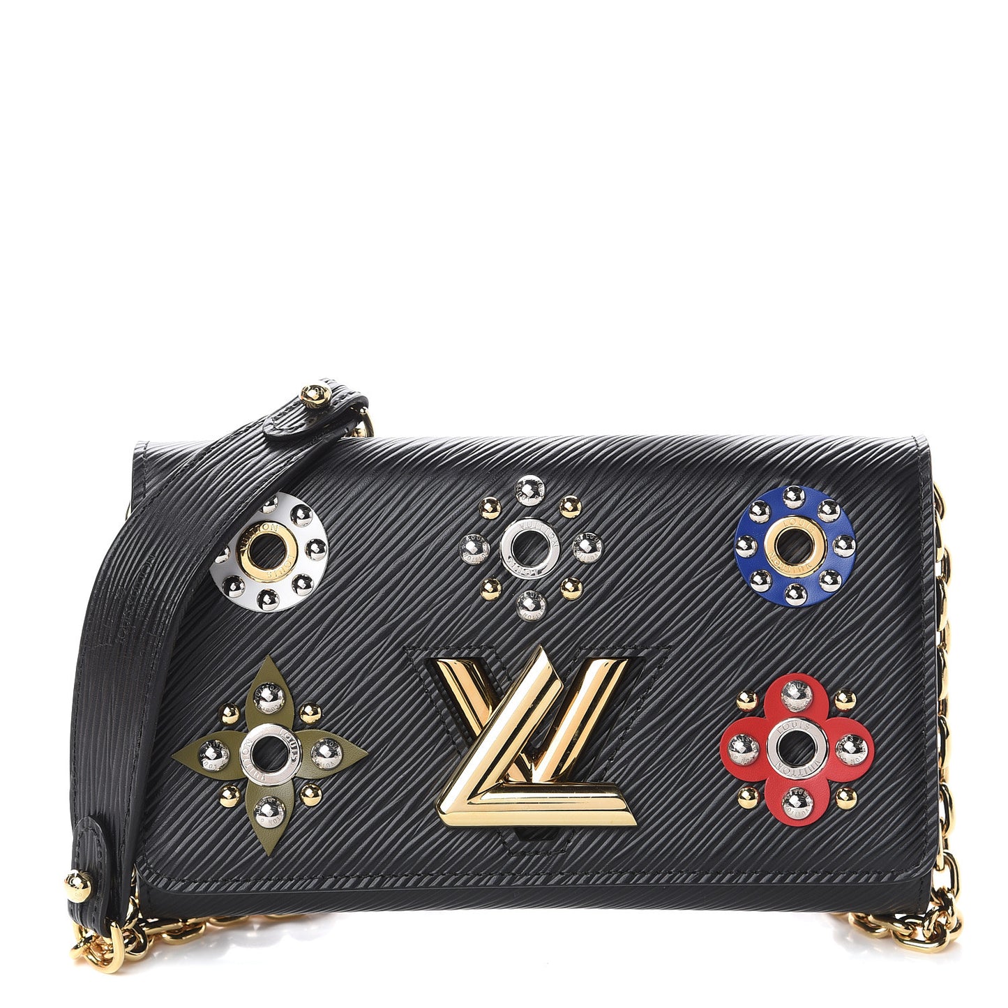 Epi Mechanical Flowers Twist Chain Wallet Black