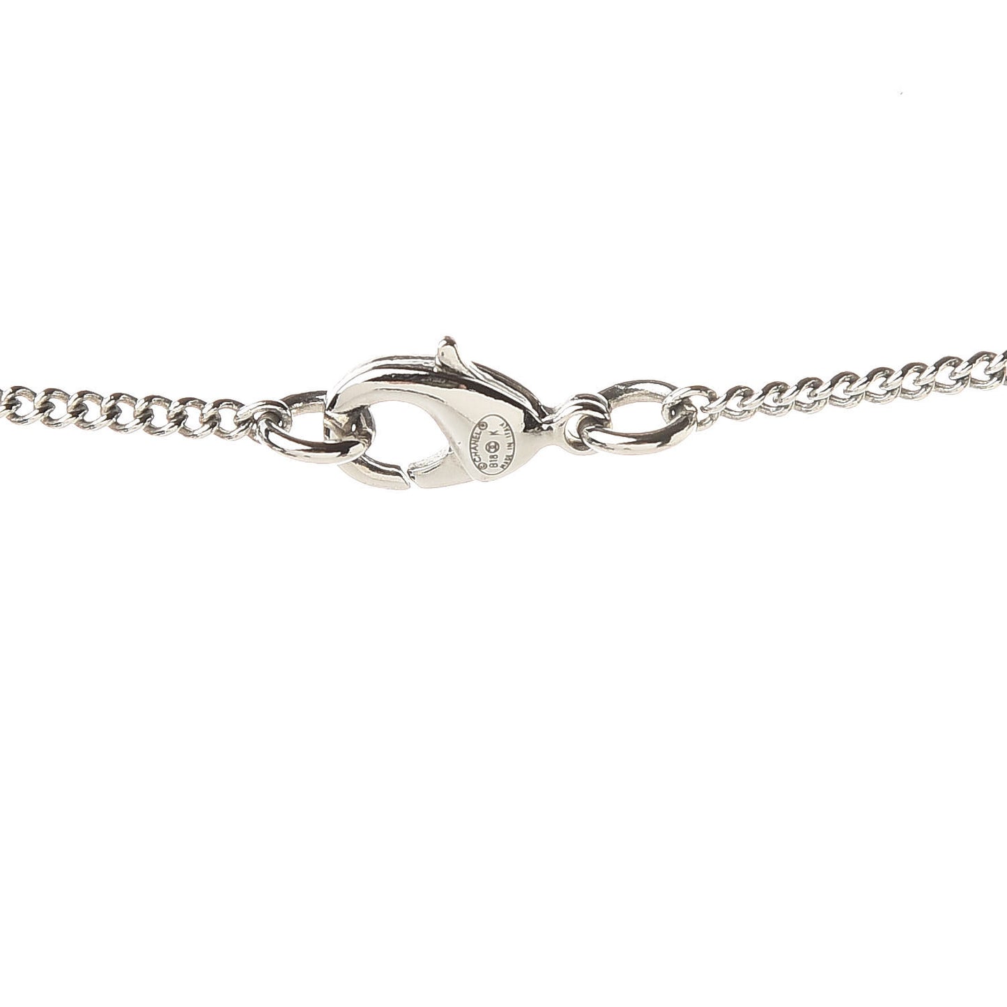 Lambskin Baguette Crystal CC Necklace Black Silver