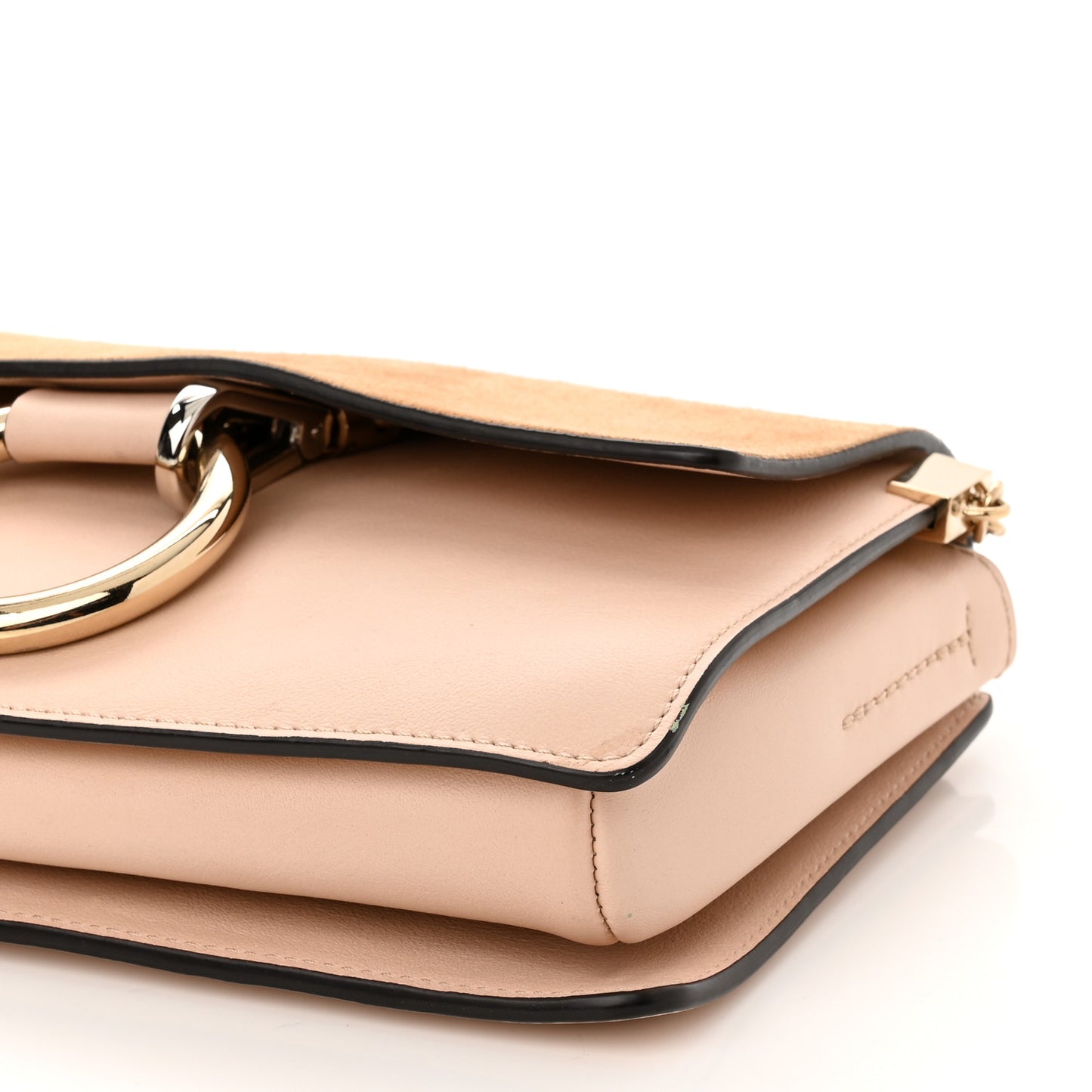 Suede Calfskin Small Faye Shoulder Bag Blushy Pink