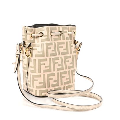 Fendi Vitello Liberty F is Fendi Bi-Color FF 1974 Embossed Mini Mon Tresor Bucket Bag Camelia Mandorlo 3 of 10