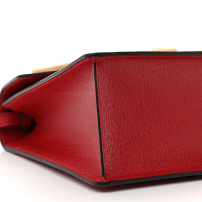 Gucci Calfskin Bamboo Web Medium Falena Moth Top Handle Bag Hibiscus Red 10 of 12