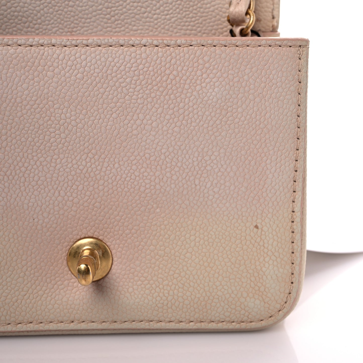 Grained Calfskin Mini Square Classic Pure Flap Nude