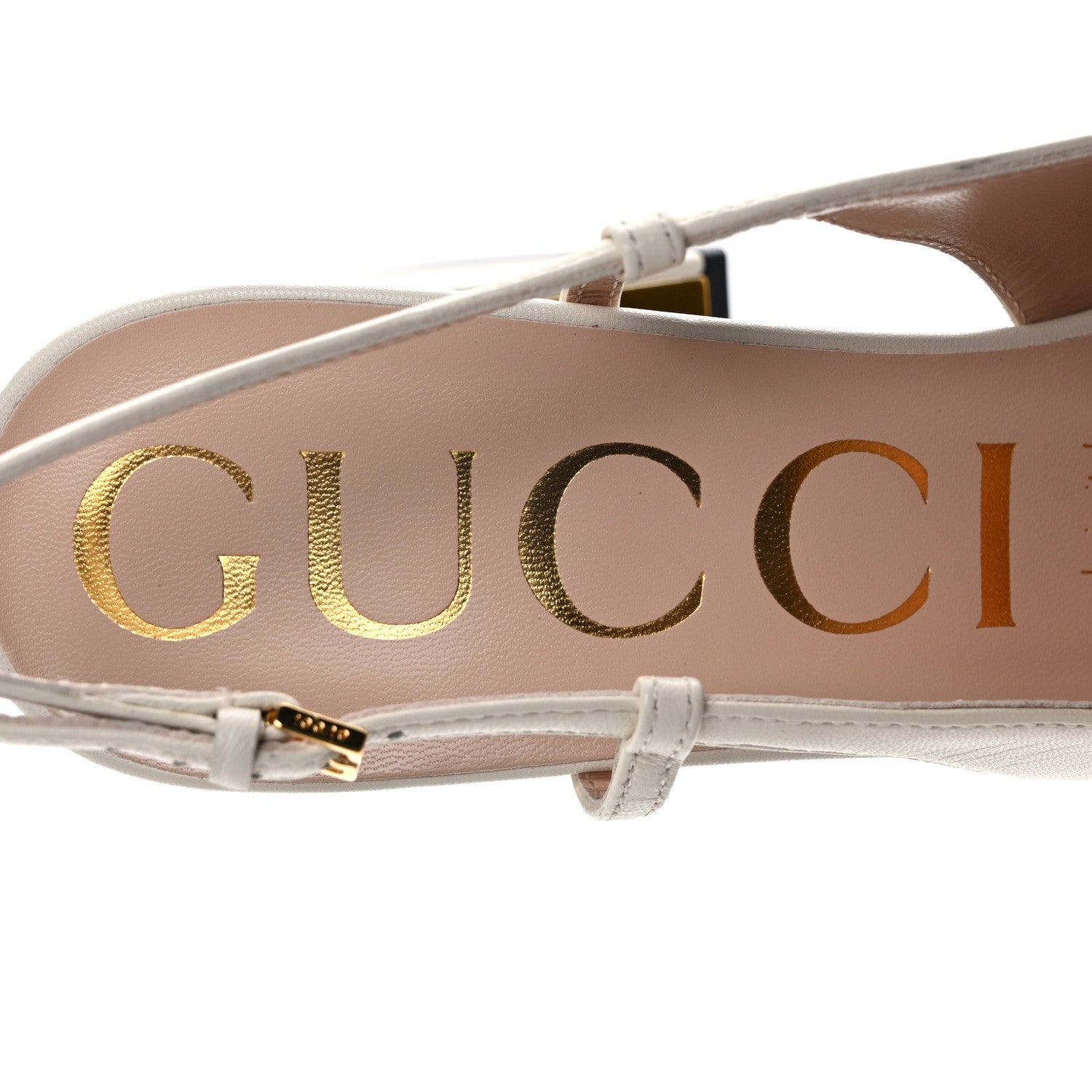 Gucci Malaga Kid Horsebit 75mm Slingback Pumps 38 Mystic White 7 of 9
