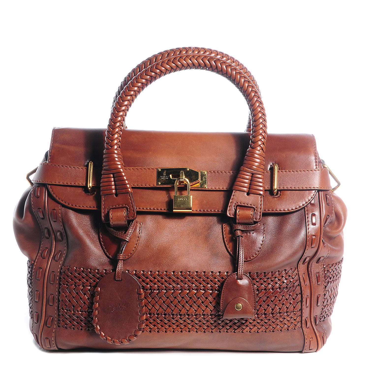 Gucci Leather Handmade Large Top Handle Bag Brown 1 of 8