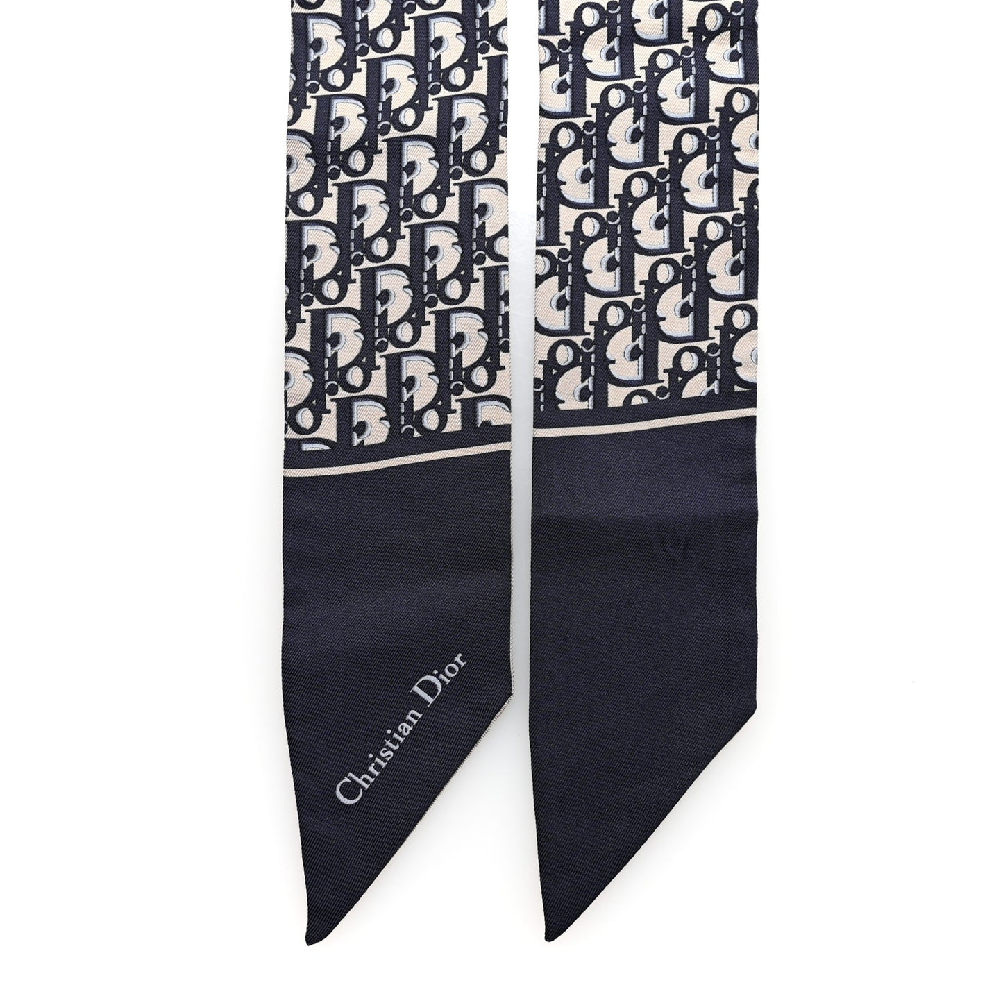 Silk Oblique Mitzah Scarf Bleu Marine
