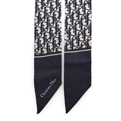 Christian Dior Silk Oblique Mitzah Scarf Bleu Marine 2 of 5