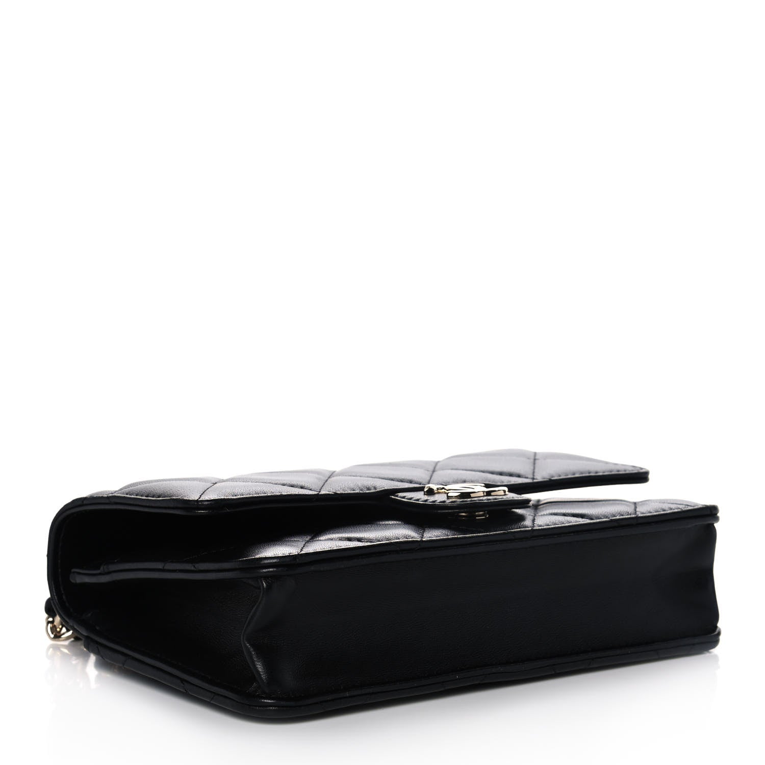 Chanel Lambskin Plexi Quilted Wallet On Chain WOC Black 4 of 14