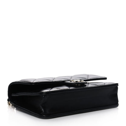 Chanel Lambskin Plexi Quilted Wallet On Chain WOC Black 4 of 14