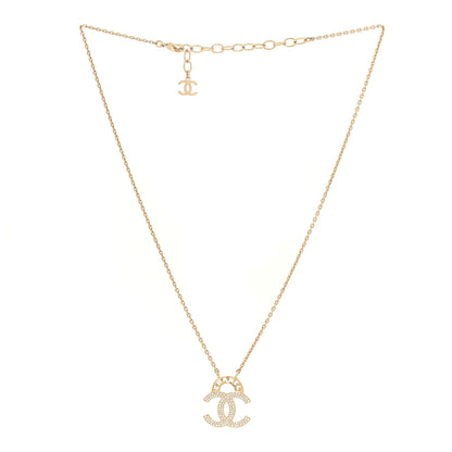 Chanel Crystal CC Logo Necklace Gold 3 of 5