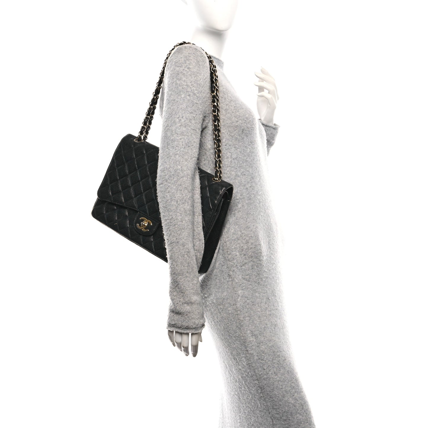 Caviar Quilted Maxi Double Flap Black