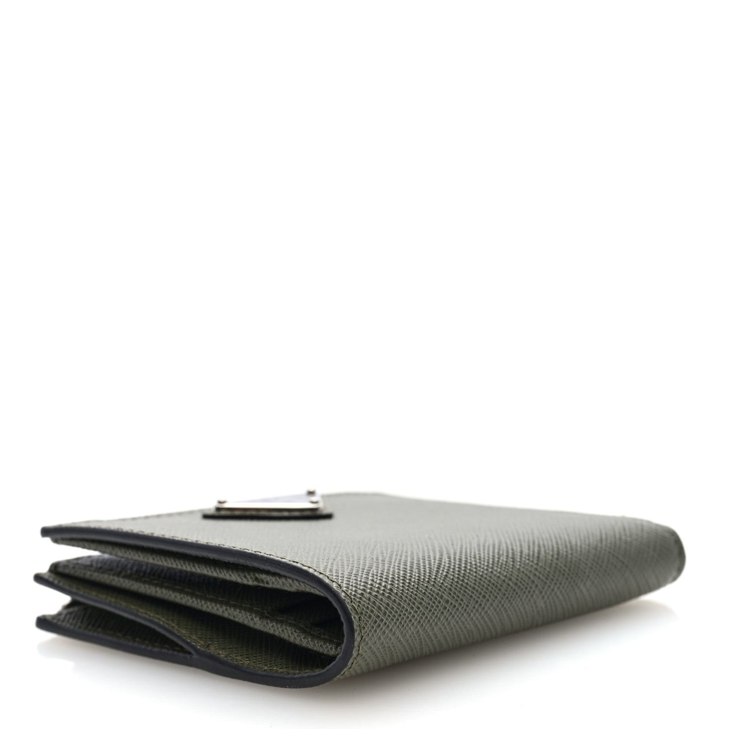 Saffiano Zip Top Compact Wallet Dark Green