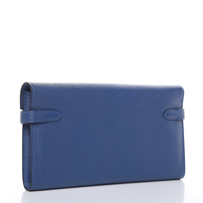 Hermes Chevre Mysore Kelly Longue Wallet Bleu Brighton 3 of 17