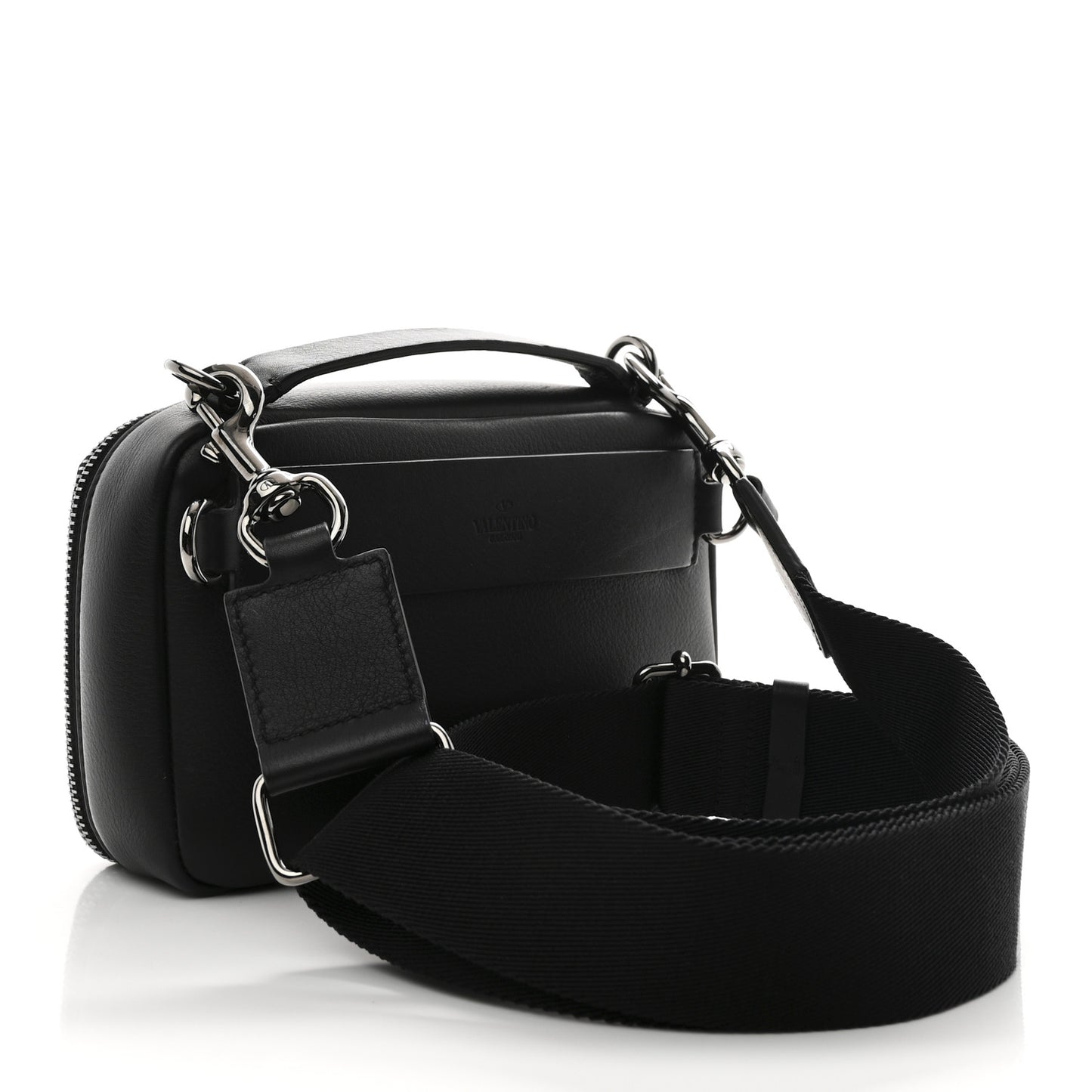 Calfskin Lacquered Vlogo Crossbody Bag Black