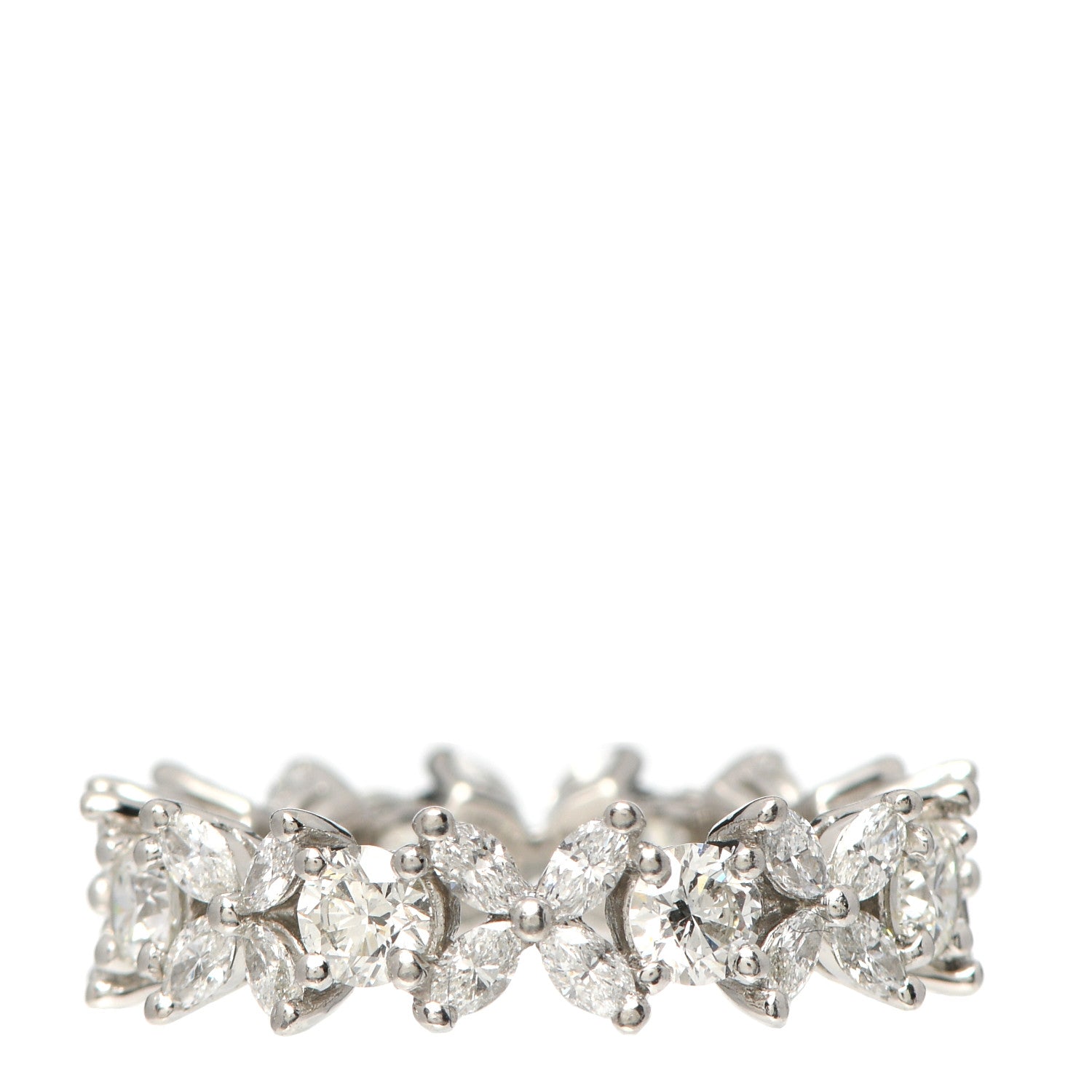 Tiffany Platinum Diamond Victoria Alternating Band Ring 51 5.75 6 of 10