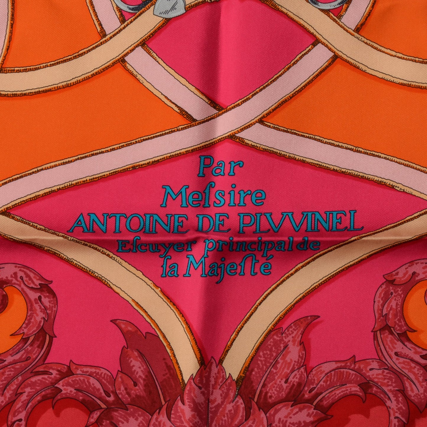 Silk L'Instruction Du Roy Scarf 90 Rose Indien Orange Gris