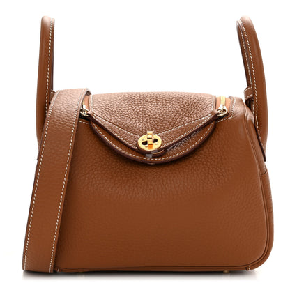 Hermes Taurillon Clemence Mini Lindy 20 Gold 1 of 11
