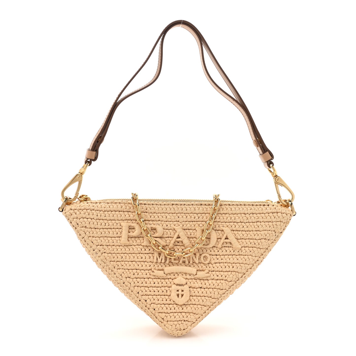 Yarn Raffia Effect Crochet Triangle Shoulder Bag Naturale