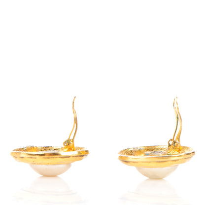 Chanel Mother of Pearl Round Clip On Earrings Gold 3 of 4
