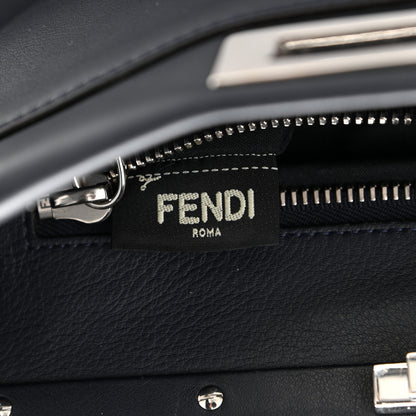 Fendi Vitello Seta Waves Bi-Color Medium Peekaboo Iconic Satchel Blue Notte Mostarda 13 of 20