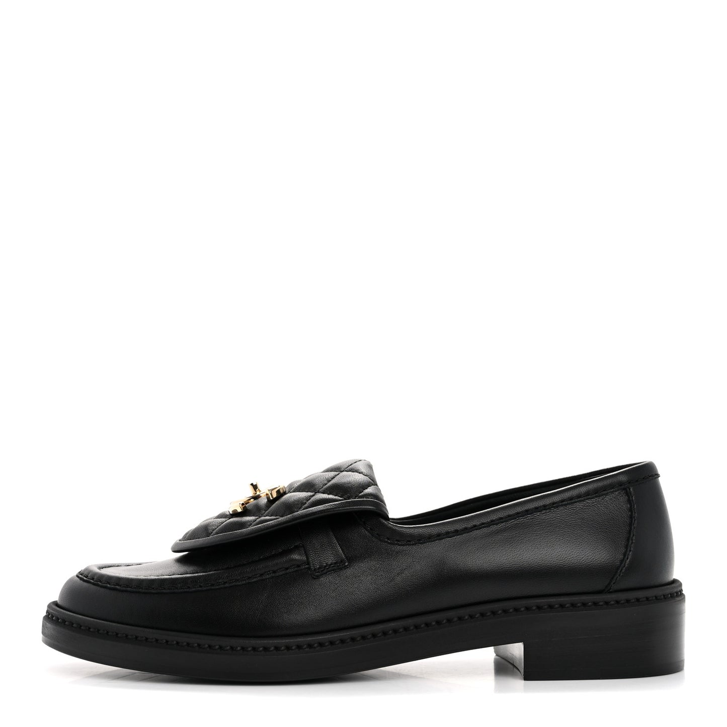 Lambskin Quilted CC Turnlock Loafers 38 Black