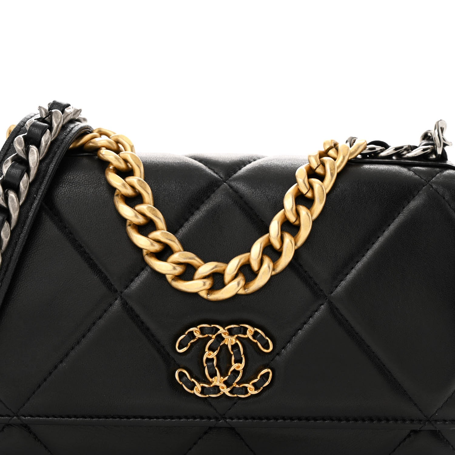 Chanel Lambskin Quilted Chanel 19 Wallet On Chain WOC Black 9 of 14