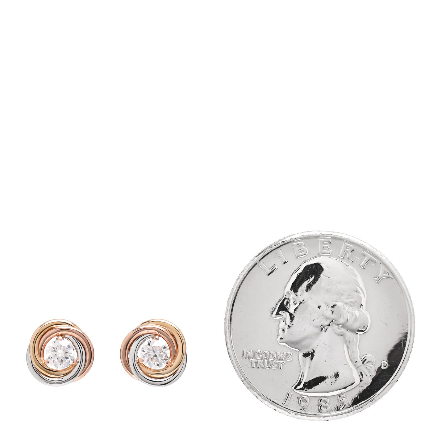 18K Pink Yellow White Gold Diamond .36ctw Trinity De Cartier Stud Earrings