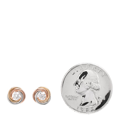 Cartier 18K Pink Yellow White Gold Diamond .36ctw Trinity De Cartier Stud Earrings 2 of 5