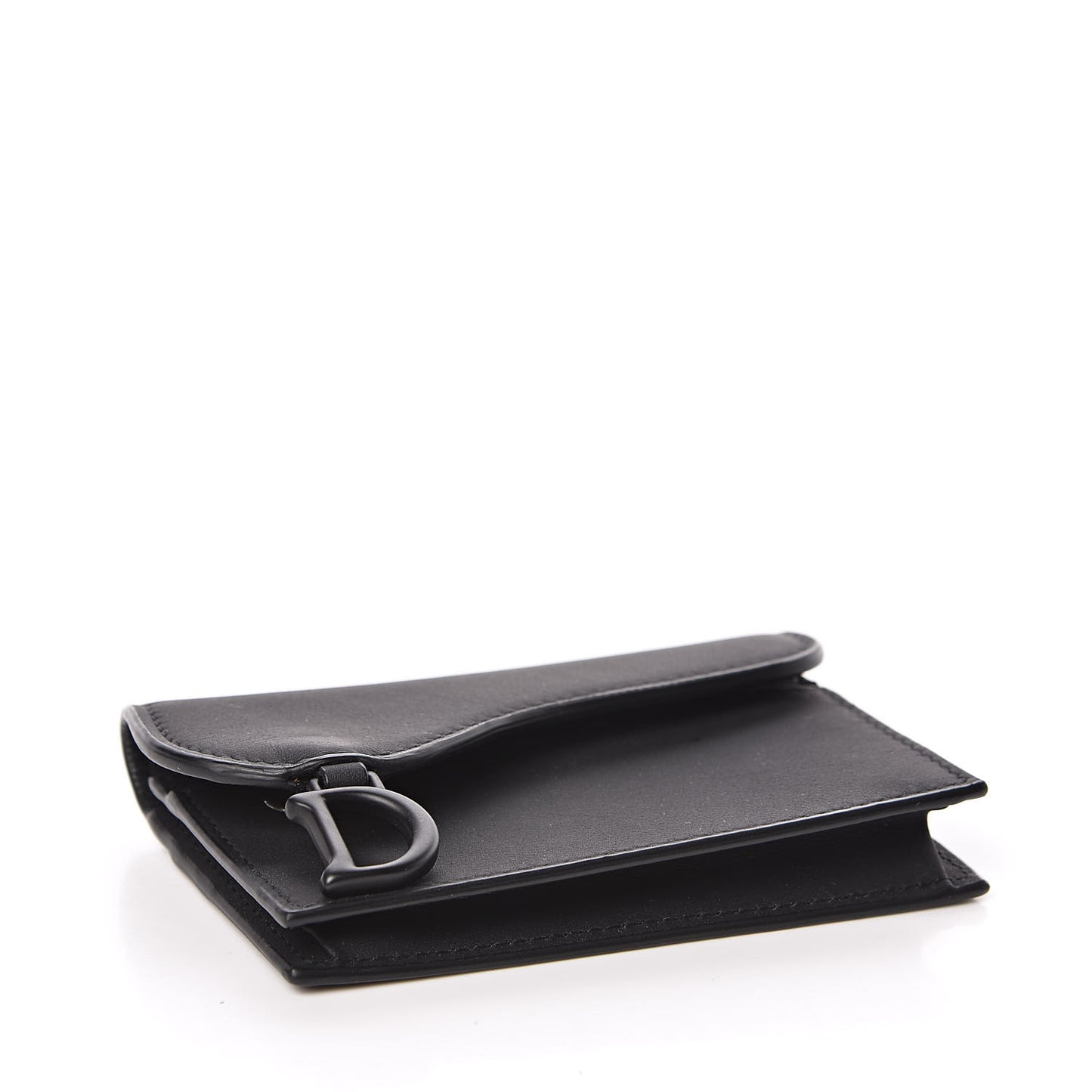 Ultra Matte Calfskin Saddle Card Holder Black