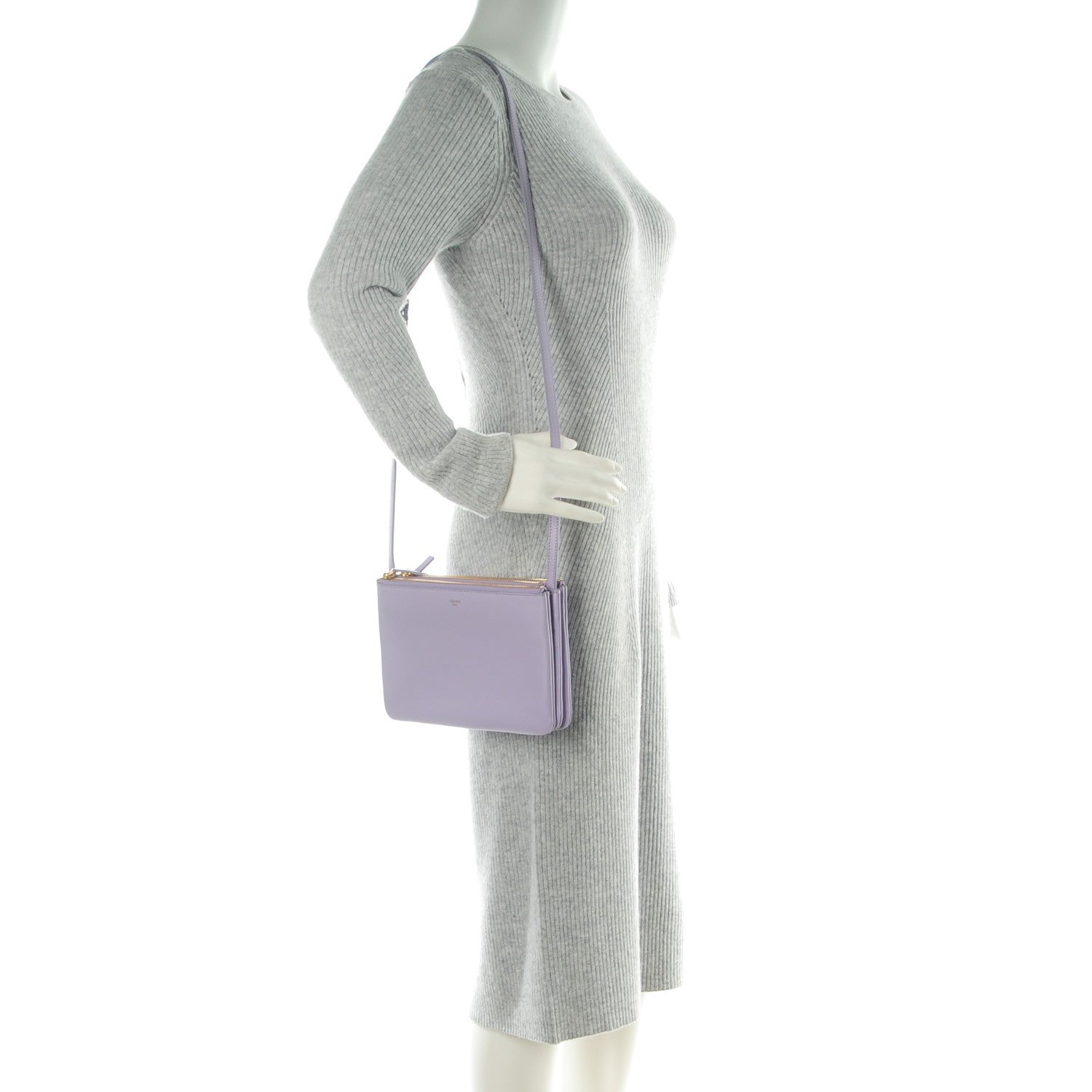 Celine Lambskin Large Trio Crossbody Bag Lilac 2 of 9