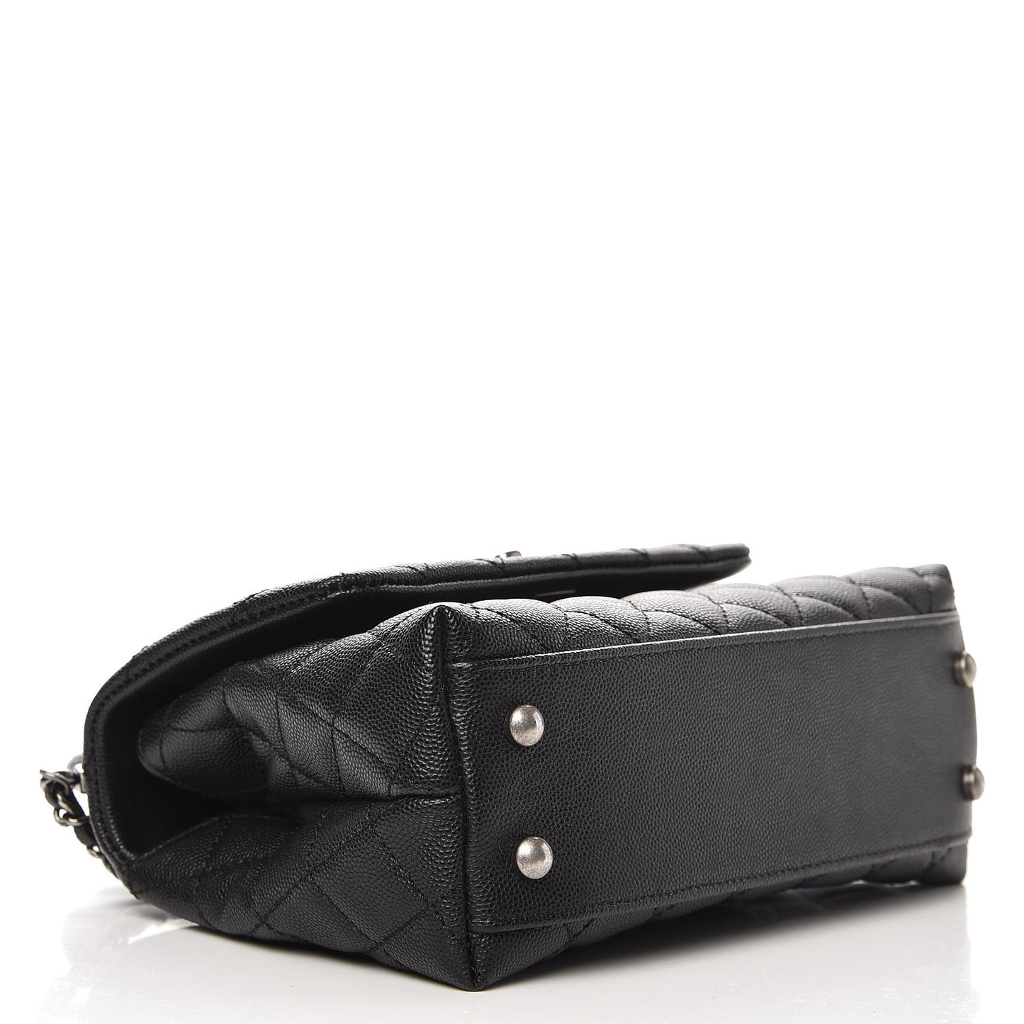 Caviar Lizard Quilted Mini Coco Handle Flap Black