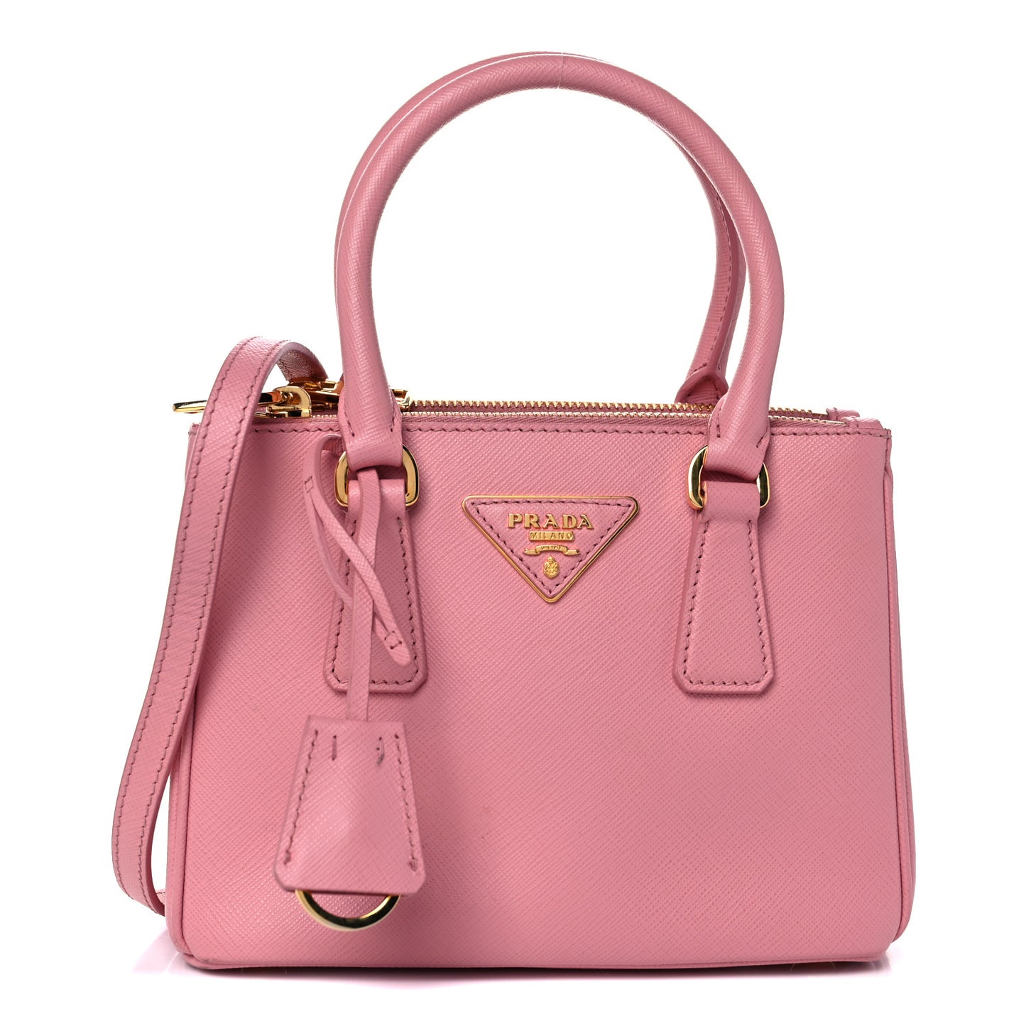 Saffiano Lux Micro Galleria Double Zip Tote Petalo