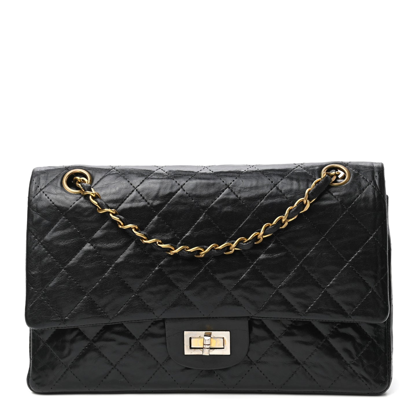 Aged Calfskin Quilted 2.55 Reissue 225 Flap Black