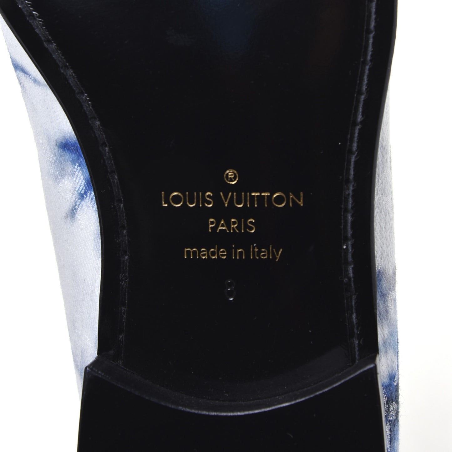 Monogram Denim Tie Dye Mens Auteuil Slippers 8 Navy Blue