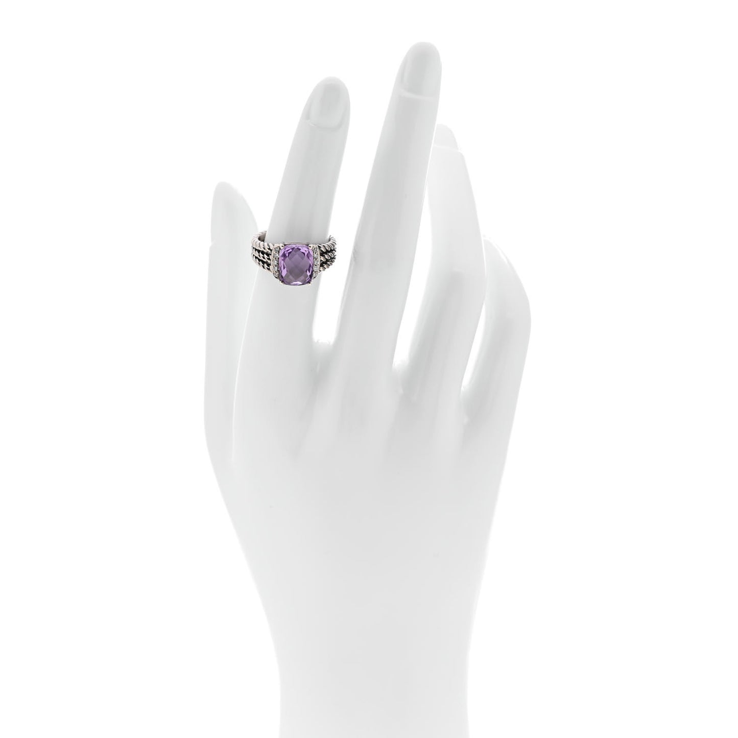 Sterling Silver Diamond Amethyst 10mm Petite Wheaton Ring 51 5.75