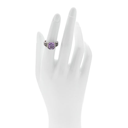 David Yurman Sterling Silver Diamond Amethyst 10mm Petite Wheaton Ring 51 5.75 2 of 5