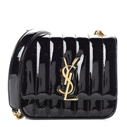 Saint Laurent Patent Calfskin Matelasse Monogram Small Vicky Chain Bag Black 1 of 11