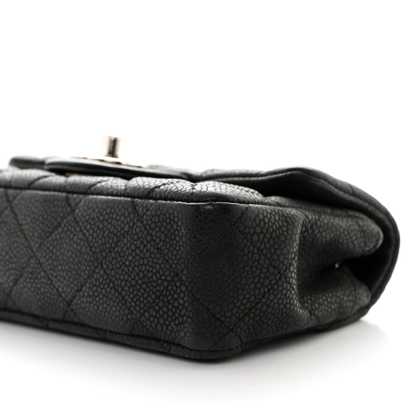 Iridescent Caviar Quilted Extra Mini Flap Black